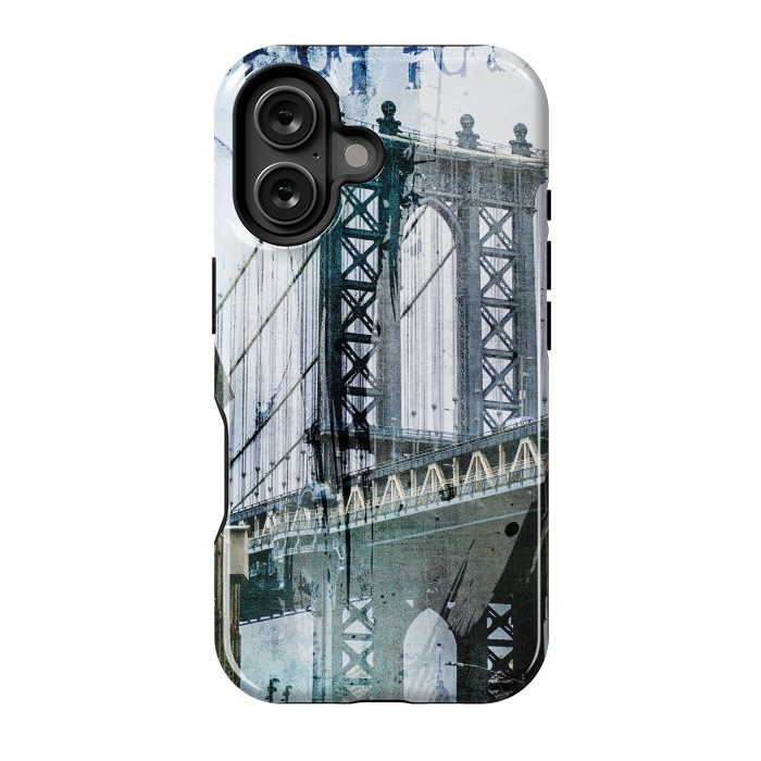 iPhone 16 StrongFit Brooklyn Bridge Grunge Mixed Media Art by Andrea Haase