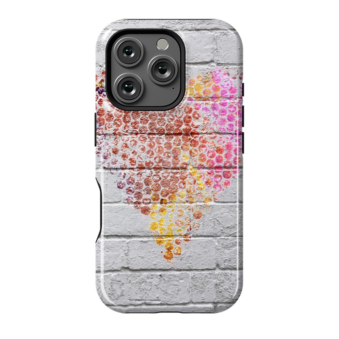 iPhone 16 Pro StrongFit Spray Paint Heart On Brick Wall by Andrea Haase