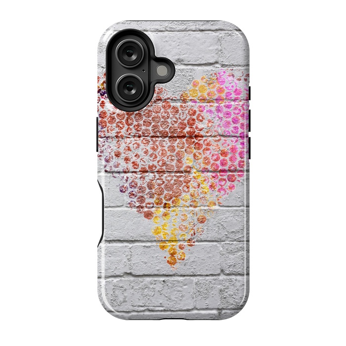 iPhone 16 StrongFit Spray Paint Heart On Brick Wall by Andrea Haase