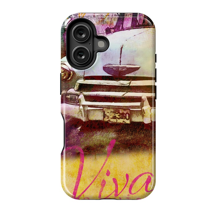 iPhone 16 StrongFit Viva Cuba Old Car Mixed Media Art by Andrea Haase