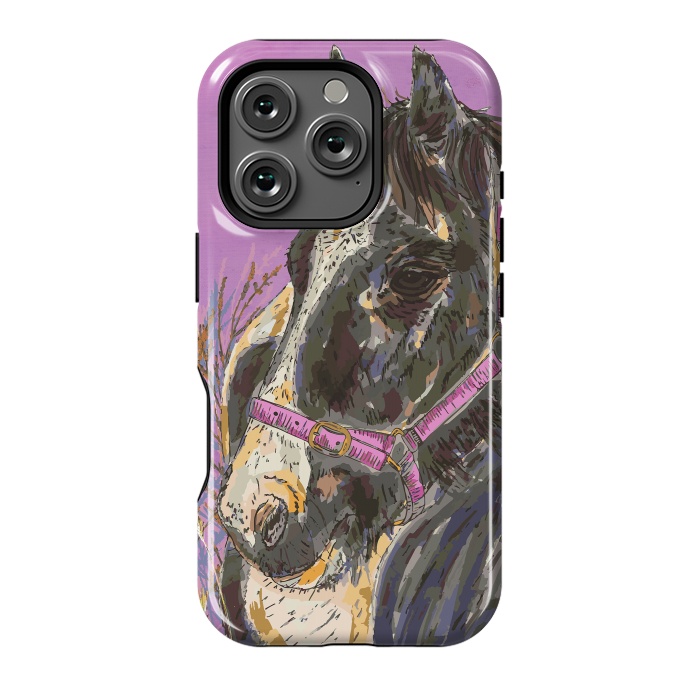 iPhone 16 Pro StrongFit Black and White Horse by Lotti Brown