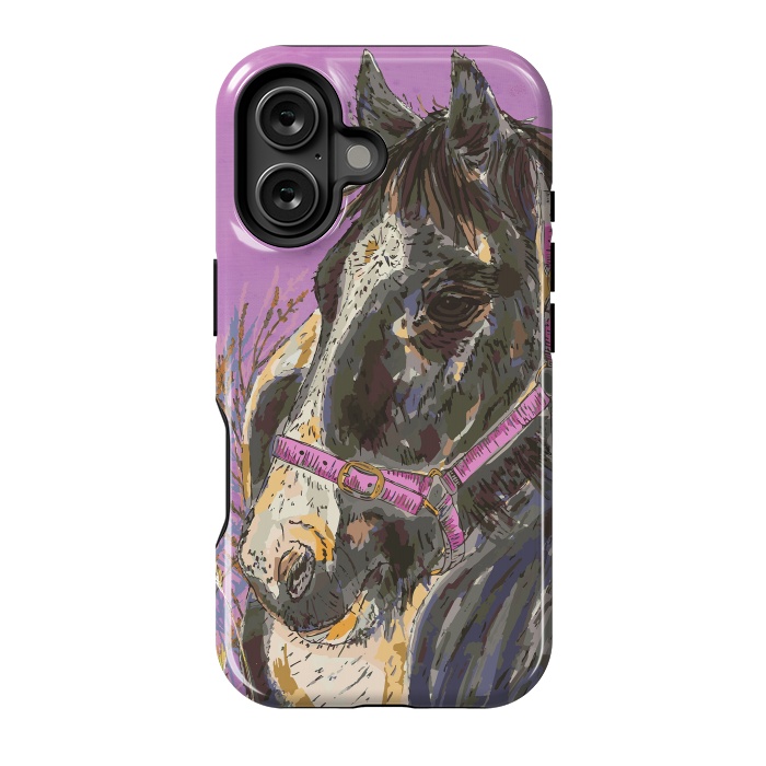 iPhone 16 StrongFit Black and White Horse by Lotti Brown