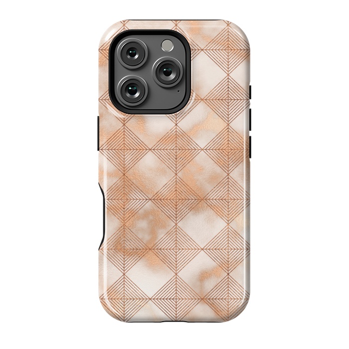 iPhone 16 Pro StrongFit Abstract Minimalistic Rose Gold Marble Quadrangles  by  Utart