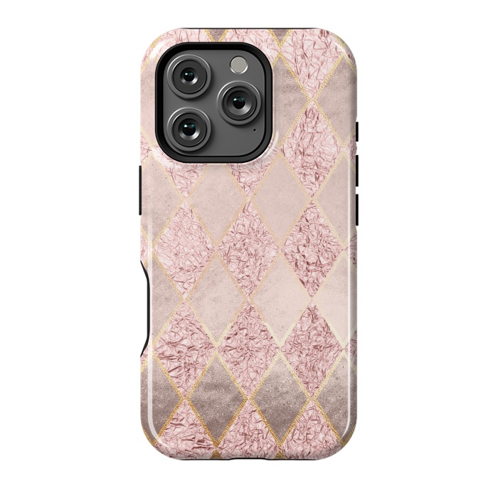 iPhone 16 Pro StrongFit Rose Gold Glitter Argyle by  Utart