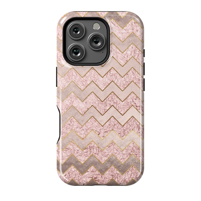 iPhone 16 Pro StrongFit Rose Gold Glitter chevron by  Utart