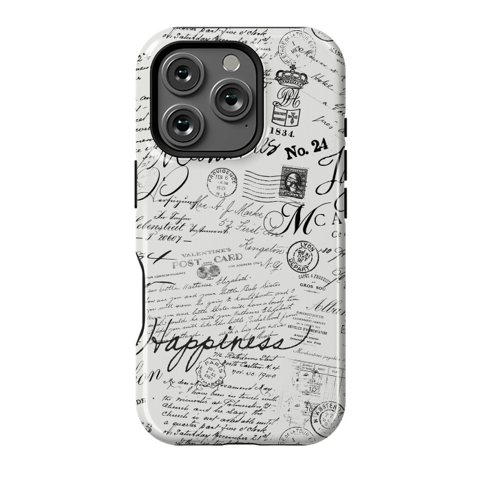 iPhone 16 Pro StrongFit Nostalgic Handwriting Black And White by Andrea Haase