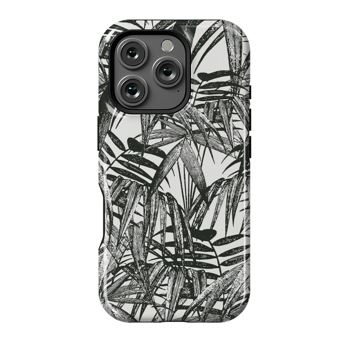 iPhone 16 Pro StrongFit Vintage Palm Leaves Black And White by Andrea Haase