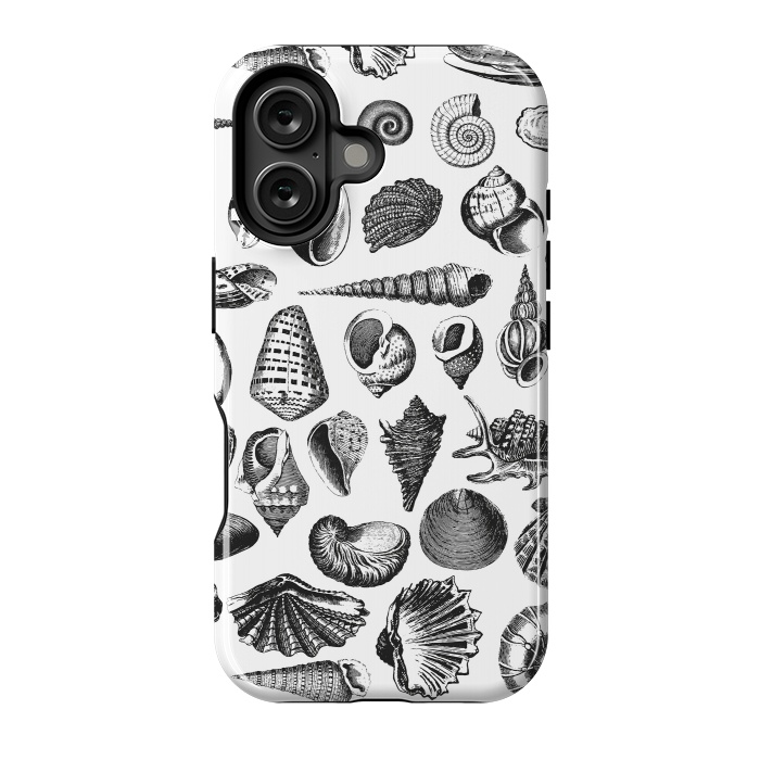 iPhone 16 StrongFit Vintage Seashell Collection Black And White by Andrea Haase