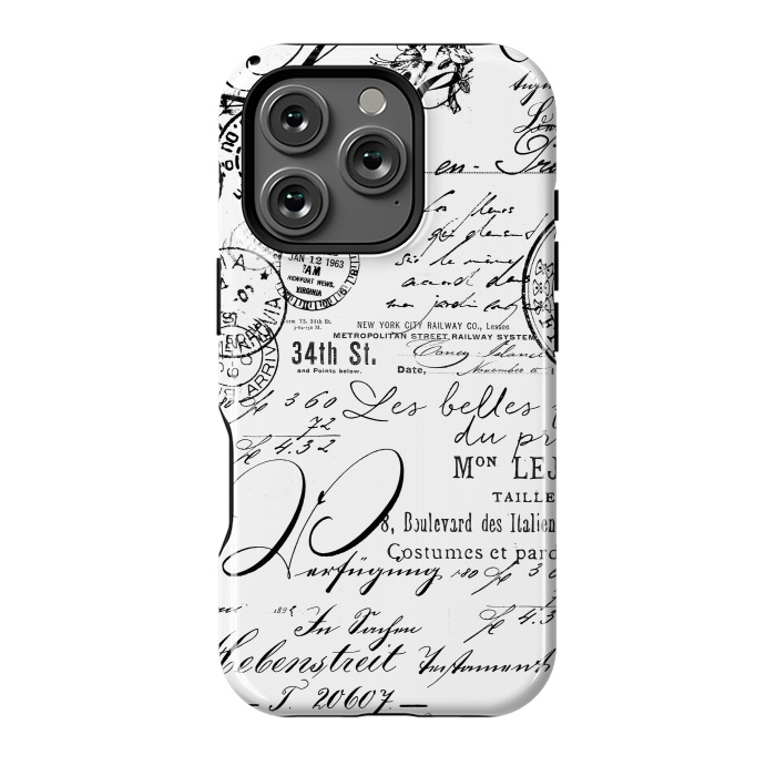 iPhone 16 Pro StrongFit Black And White Nostalgic Handwriting by Andrea Haase