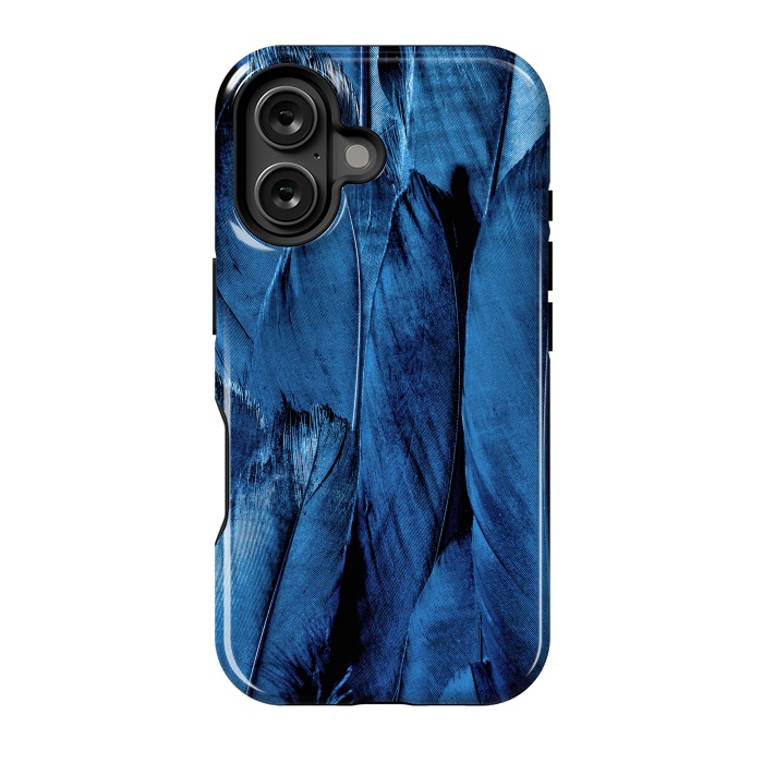 iPhone 16 StrongFit Dark Blue Feathers by Andrea Haase