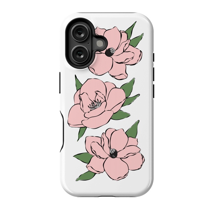 iPhone 16 StrongFit Big Pink Flowers by Martina