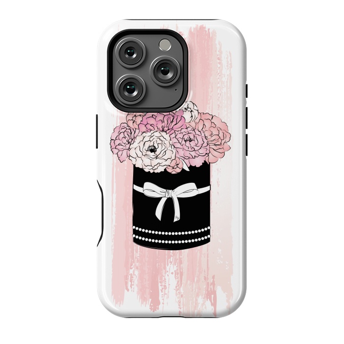 iPhone 16 Pro StrongFit Flower Box with pink Peonies by Martina