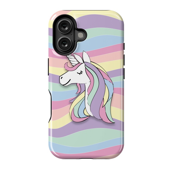 iPhone 16 StrongFit Cute Rainbow Unicorn by Martina