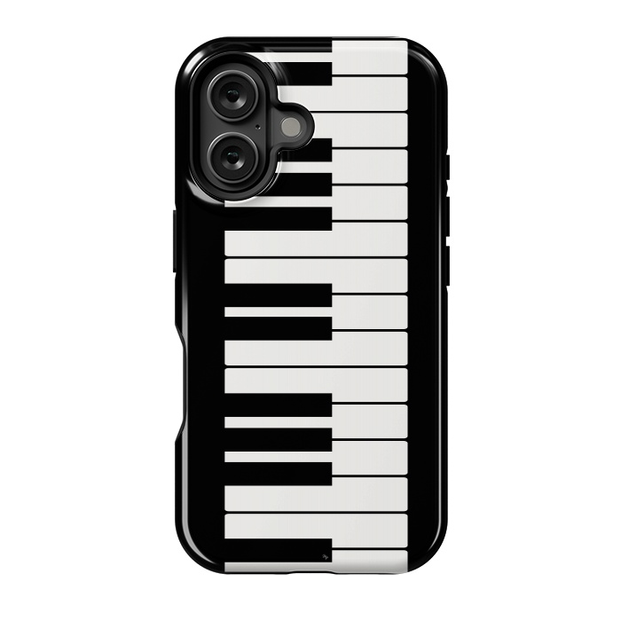 iPhone 16 StrongFit Black and white piano keys music instrument by Martina