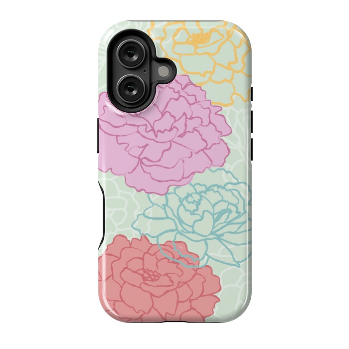 iPhone 16 StrongFit Pretty pastel peonies by Martina