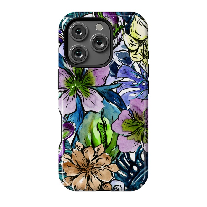 iPhone 16 Pro StrongFit Purple Aloha Hibiscus Tropical Flower Pattern by  Utart