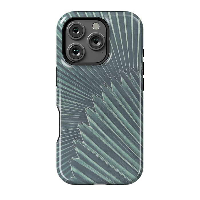 iPhone 16 Pro StrongFit Teal Palm Leaves by Andrea Haase