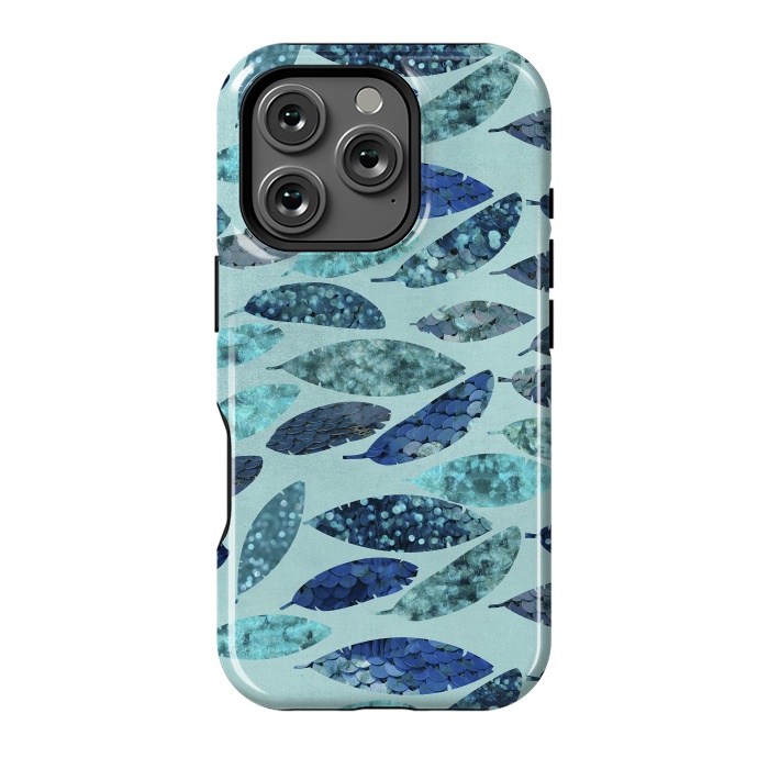 iPhone 16 Pro StrongFit Sparkling Mermaid Feathers Blue And Teal by Andrea Haase