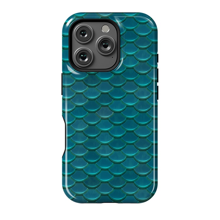 iPhone 16 Pro StrongFit Shiny Green Mermaid Scales by Andrea Haase