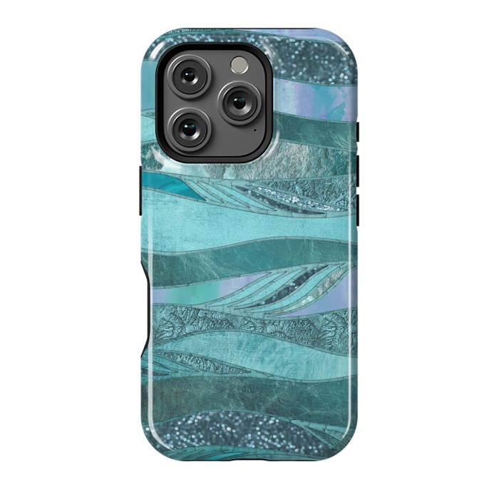 iPhone 16 Pro StrongFit Glamorous Waves Of Turquoise and Teal 2 by Andrea Haase