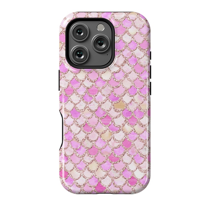 iPhone 16 Pro StrongFit Light Pink hand drawn mermaid scales by  Utart