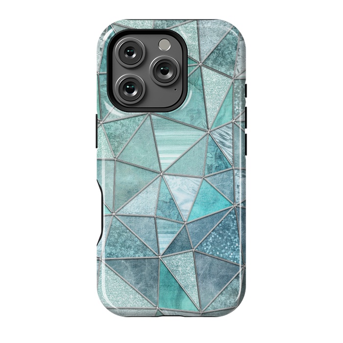 iPhone 16 Pro StrongFit Stained Glass Glamour Teal And Turquoise by Andrea Haase