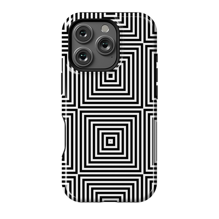 iPhone 16 Pro StrongFit Optical Illusion Black And White Squares by Andrea Haase