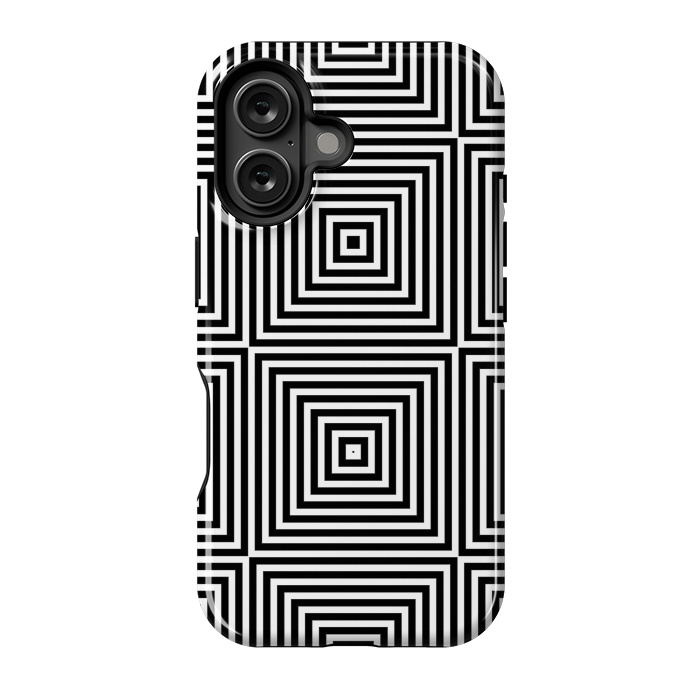 iPhone 16 StrongFit Optical Illusion Black And White Squares by Andrea Haase