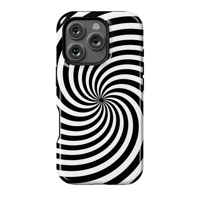 iPhone 16 Pro StrongFit Concentric Spiral Op Art Black And White 2 by Andrea Haase