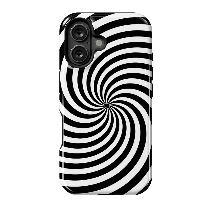 iPhone 16 StrongFit Concentric Spiral Op Art Black And White 2 by Andrea Haase