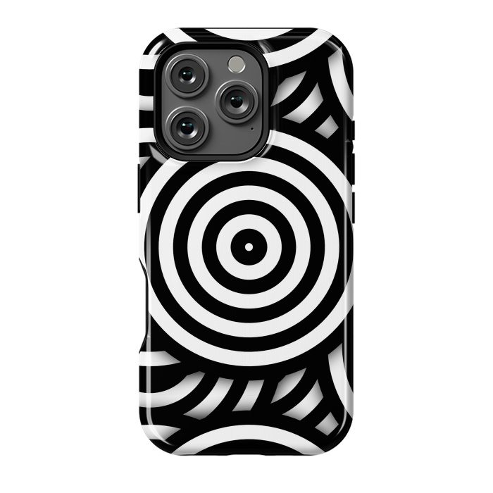 iPhone 16 Pro StrongFit Pop-Art Circle Pattern Black White 2 by Andrea Haase