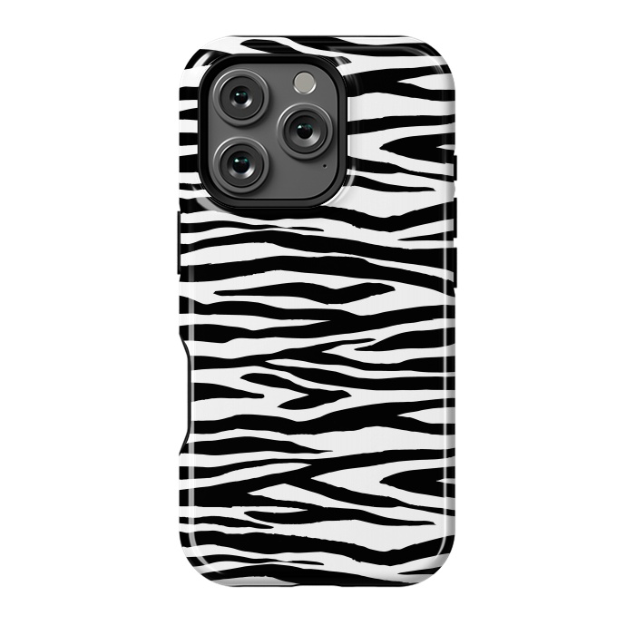 iPhone 16 Pro StrongFit Zebra Stripes Black And White 2 by Andrea Haase