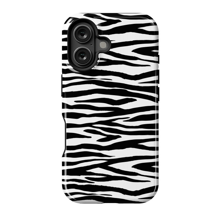 iPhone 16 StrongFit Zebra Stripes Black And White 2 by Andrea Haase