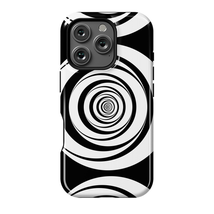 iPhone 16 Pro StrongFit Concentric Circles Pop-Art Black White 2 by Andrea Haase