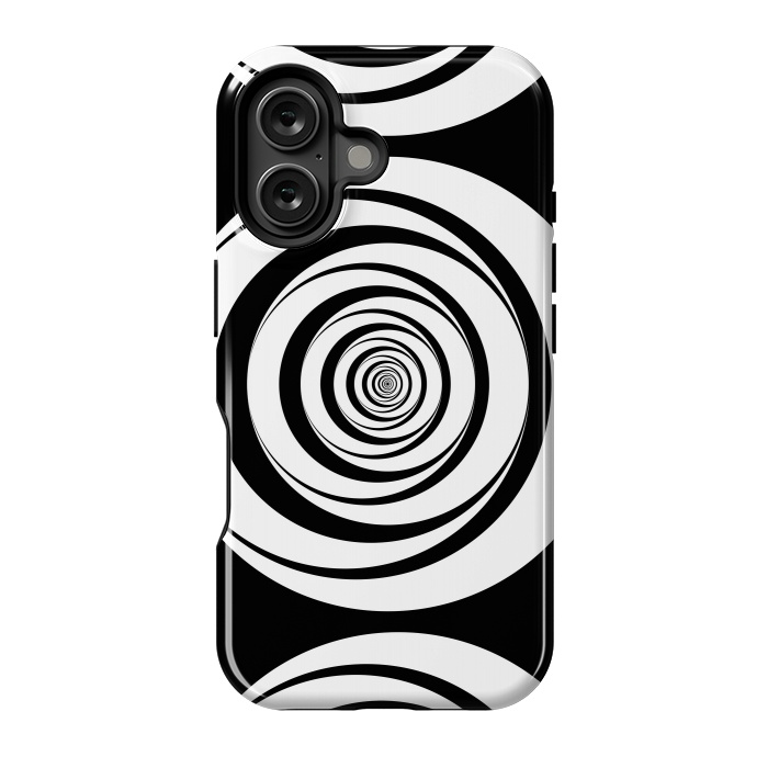 iPhone 16 StrongFit Concentric Circles Pop-Art Black White 2 by Andrea Haase