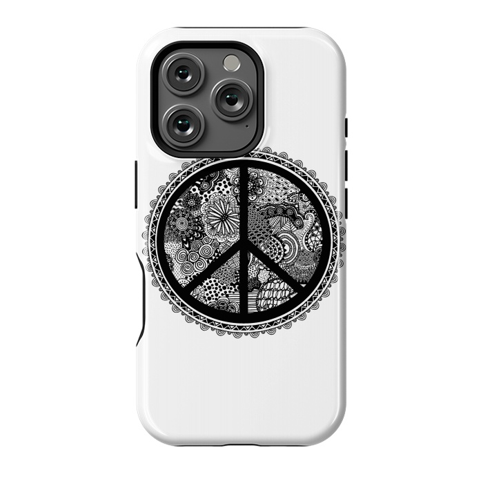 iPhone 16 Pro StrongFit Zen Doodle Peace Symbol by Andrea Haase