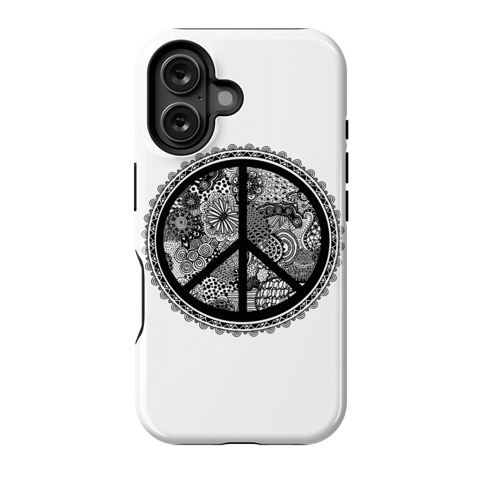 iPhone 16 StrongFit Zen Doodle Peace Symbol by Andrea Haase