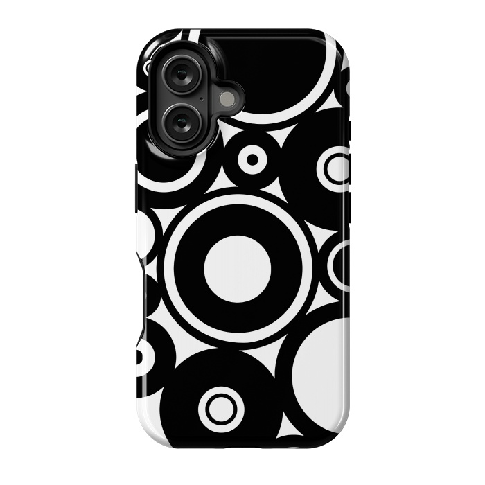 iPhone 16 StrongFit Pop-Art Black White Circles by Andrea Haase