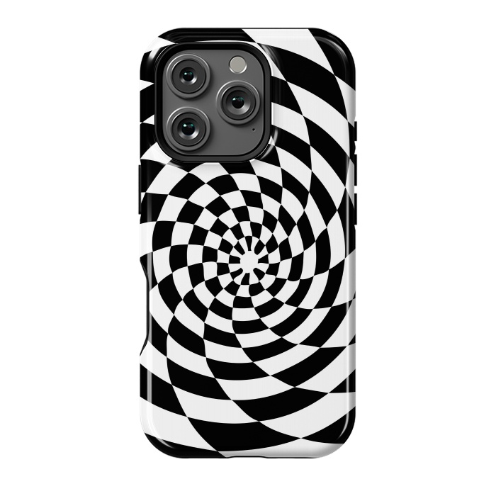 iPhone 16 Pro StrongFit Checker Spiral Black And White by Andrea Haase