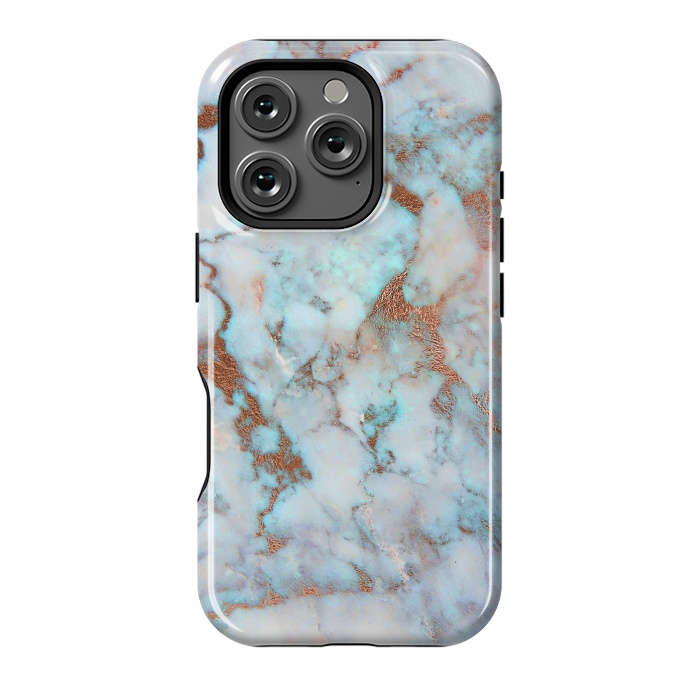 iPhone 16 Pro StrongFit White & Gold Faux Marble by Dushan Medich