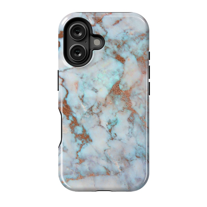 iPhone 16 StrongFit White & Gold Faux Marble by Dushan Medich