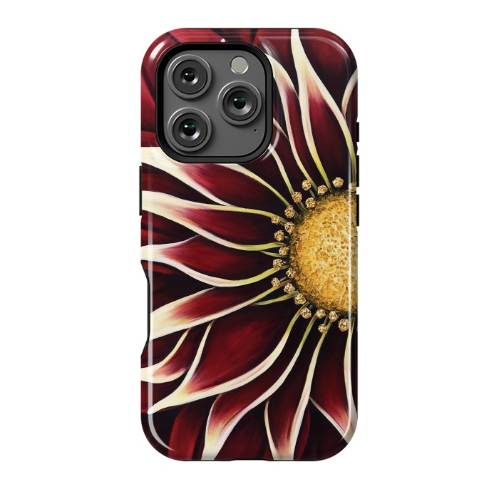 iPhone 16 Pro StrongFit Crimson Zinnia by Denise Cassidy Wood