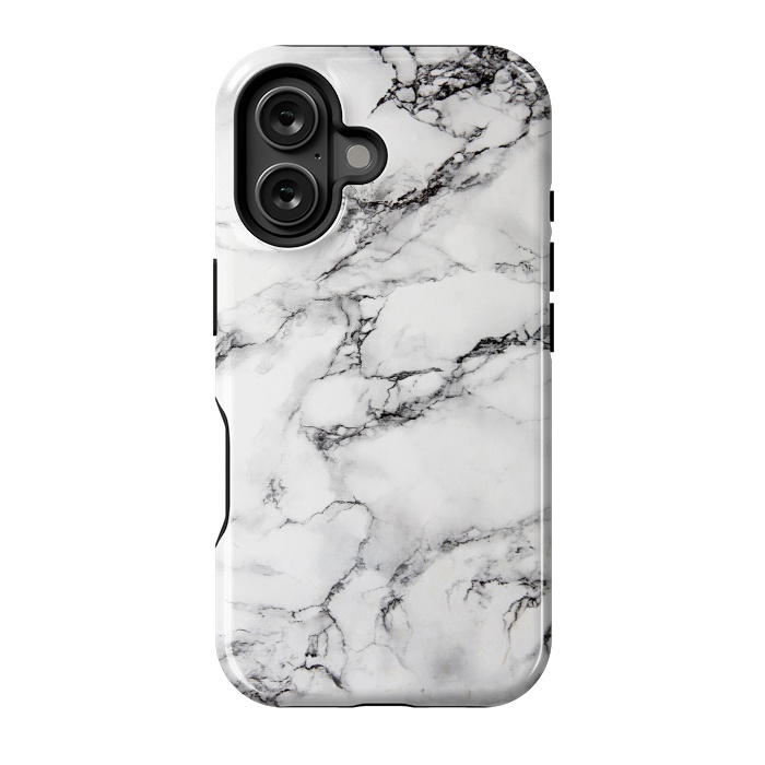 iPhone 16 StrongFit White Marble Stone Print by Dushan Medich