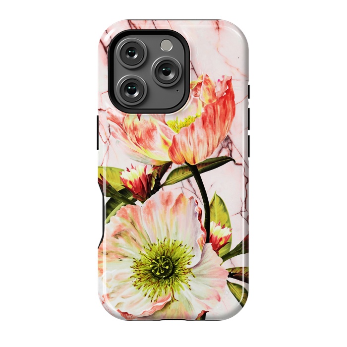 iPhone 16 Pro StrongFit Flowering on pink marble by Mmartabc