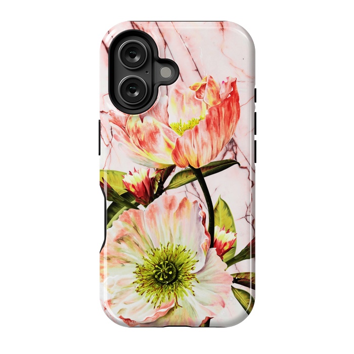 iPhone 16 StrongFit Flowering on pink marble by Mmartabc