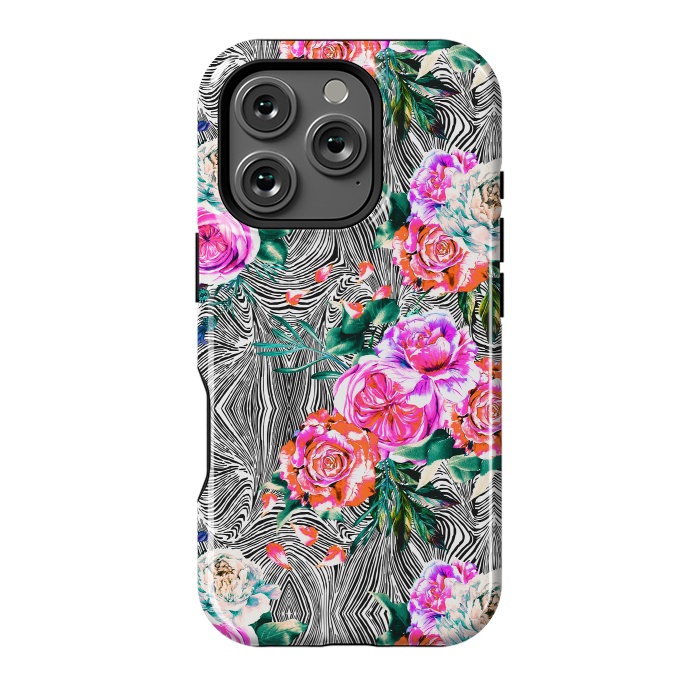 iPhone 16 Pro StrongFit Flowery on linear mosaic by Mmartabc