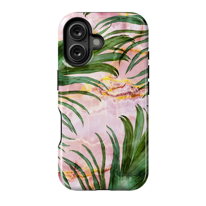 iPhone 16 StrongFit Palm leaf on marble 03 by Mmartabc