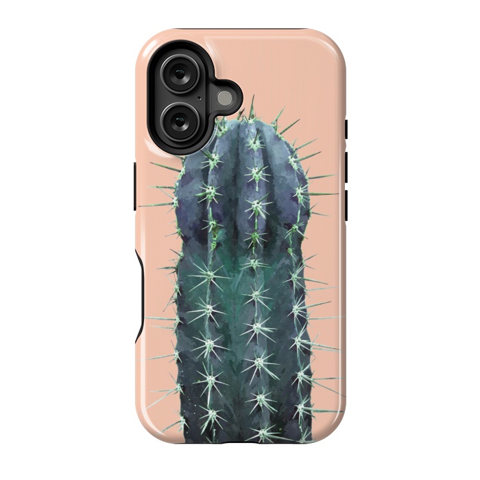 iPhone 16 StrongFit Cactus Illustration Pink Background by Alemi