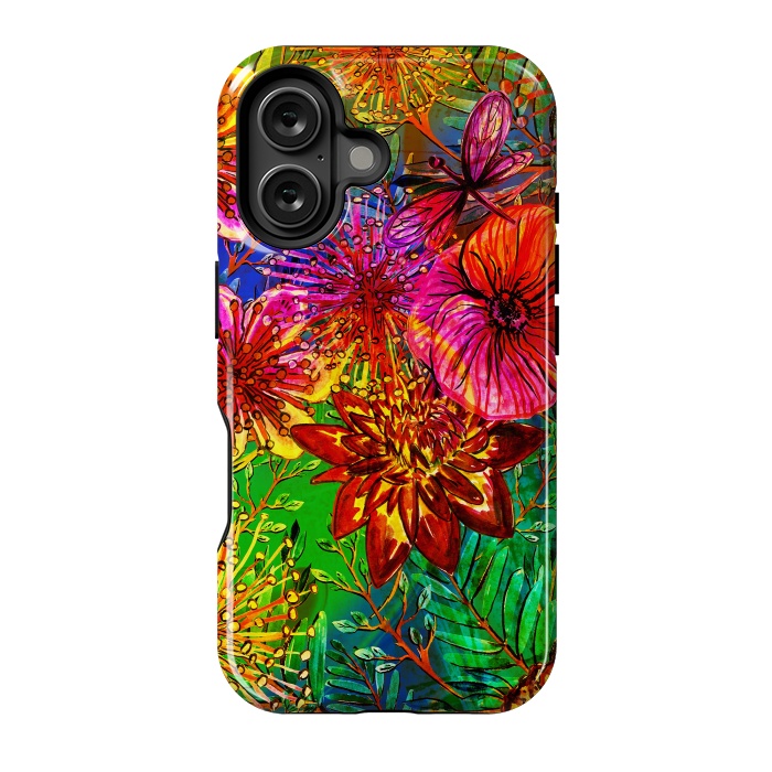 iPhone 16 StrongFit Colorful Flower Jungle by  Utart