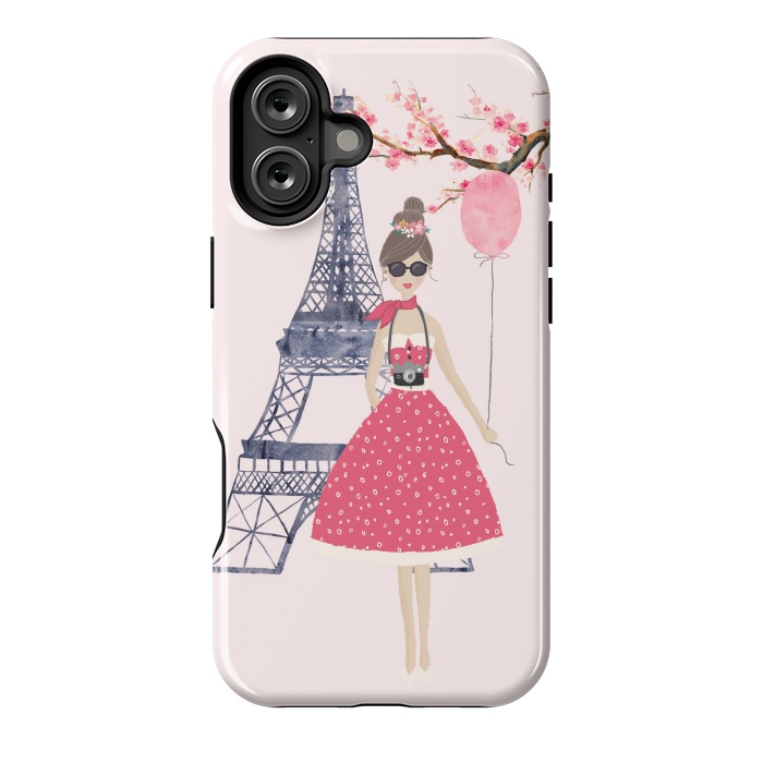 iPhone 16 Plus StrongFit Trendy Girl in Spring in Paris by DaDo ART